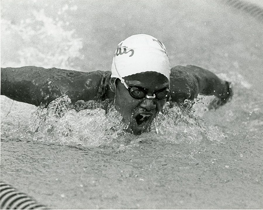 Keiko Price swims in a meet for UCLA