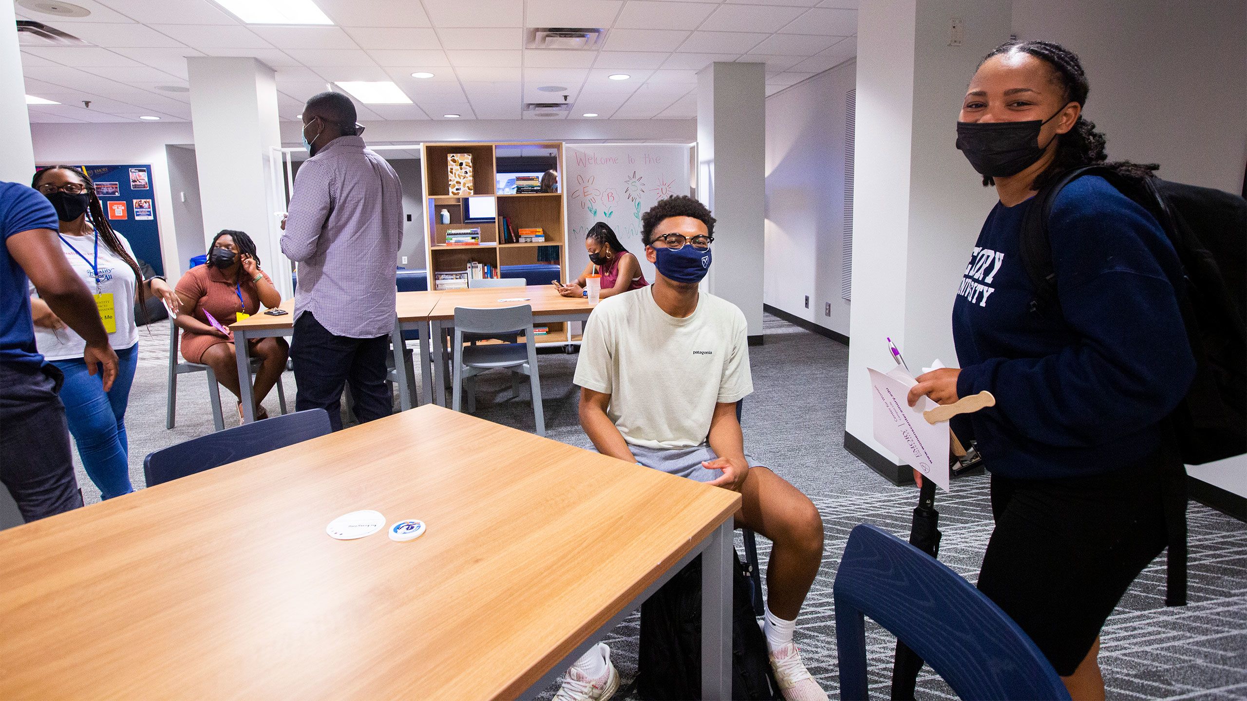 Students gather at tables in the Emory Black Student Union