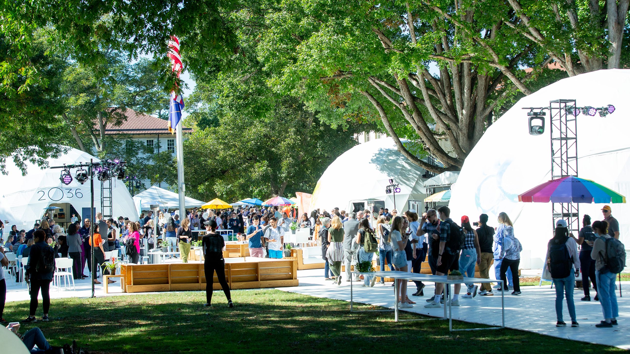 A crowd of people fill the Quad for the 2O36 launch.