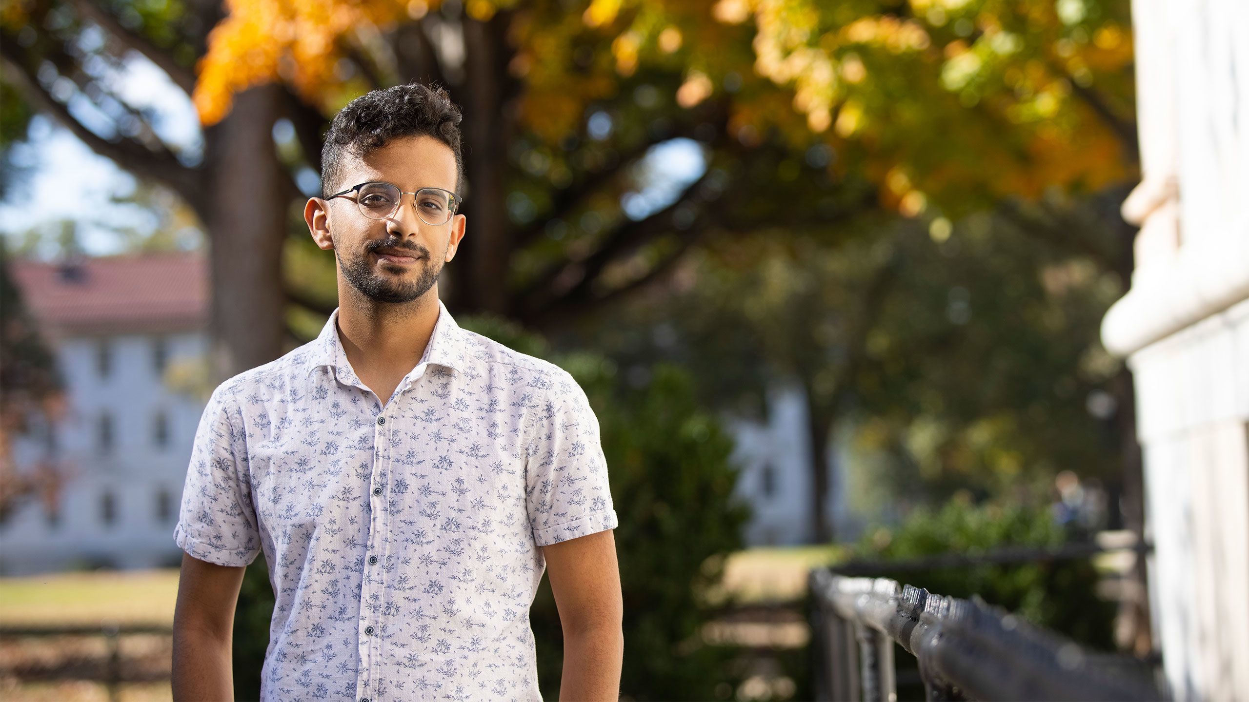 A portrait of Ahmed Aljohani on the quad