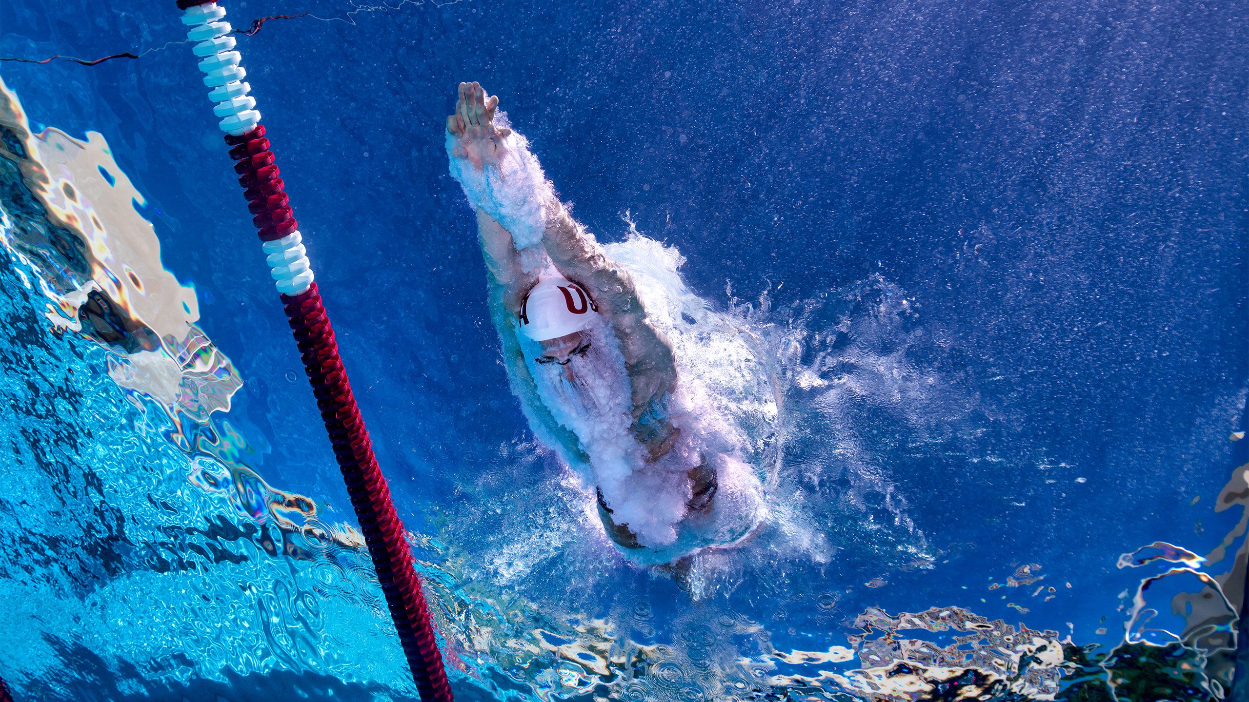 Andrew Wilson shot from underwater in a pool