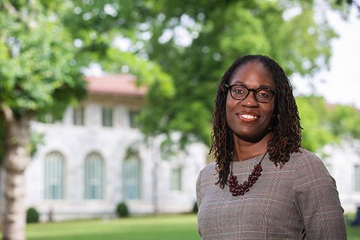 Portrait of Kimberly Jacob Arriola on the Emory quad