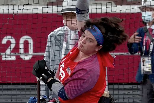 Cassie Mitchell in mid-throw