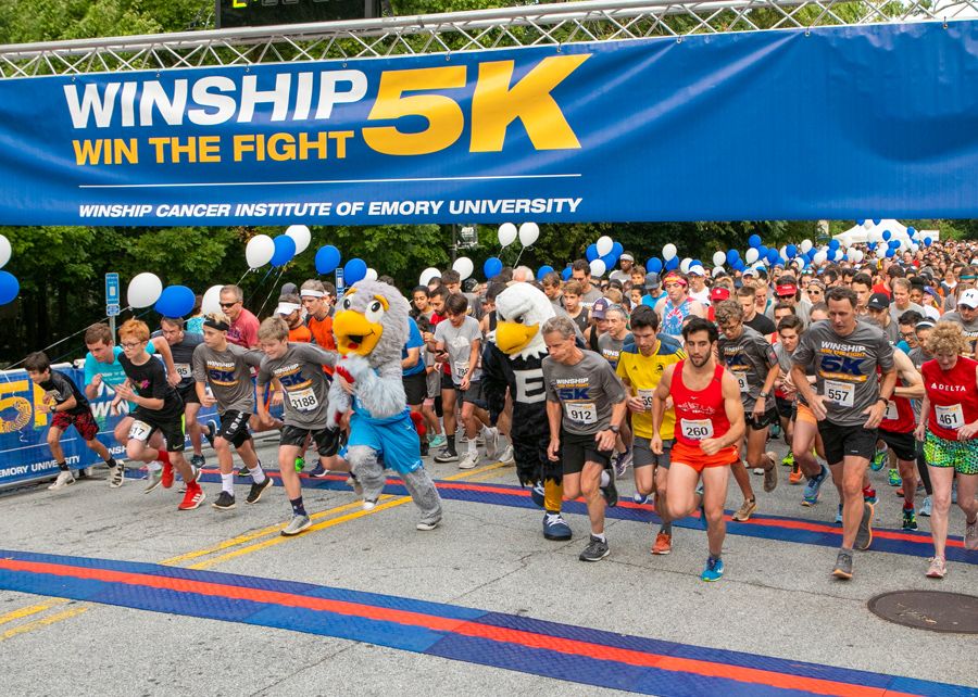 The annual Winship 5K has raised more than $7.3 million to support Winship’s research since it began in 2011. (Photo from the 2019 race.)