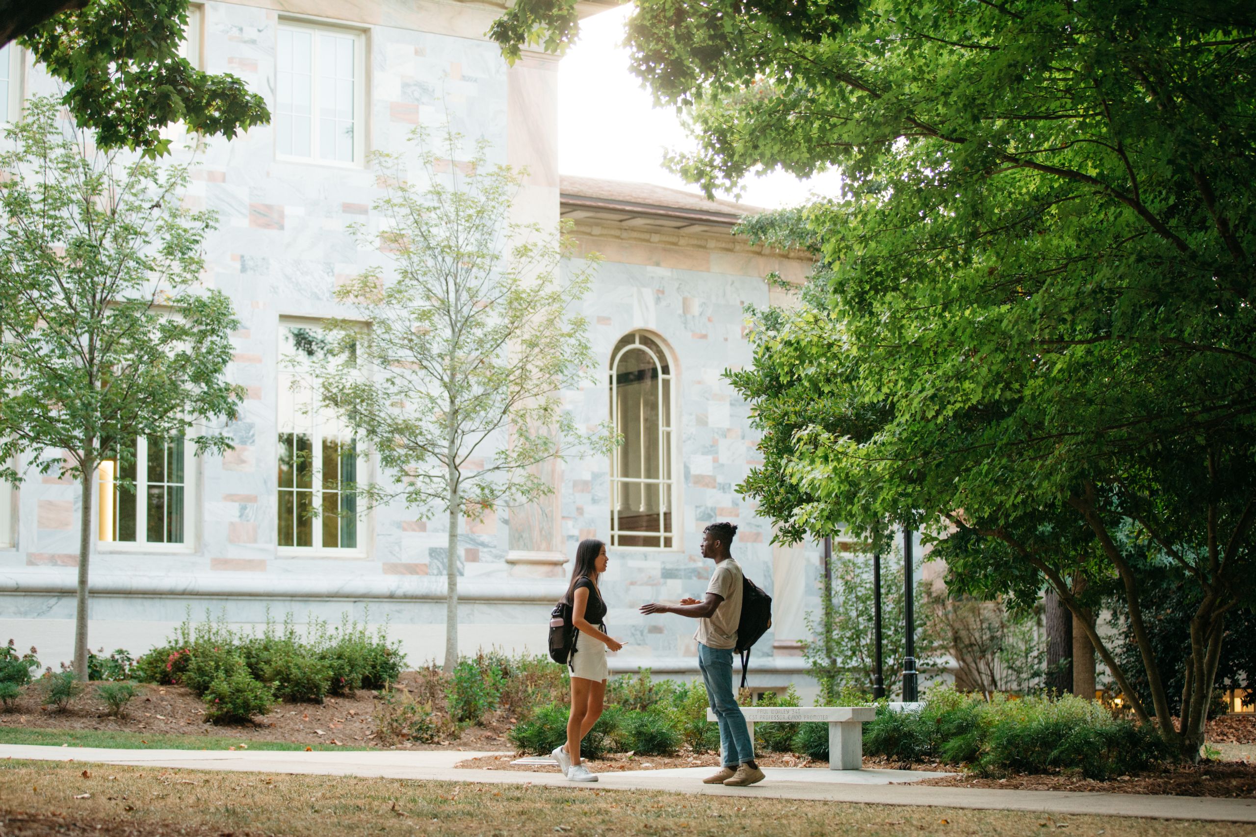 Students talking on Emory campus