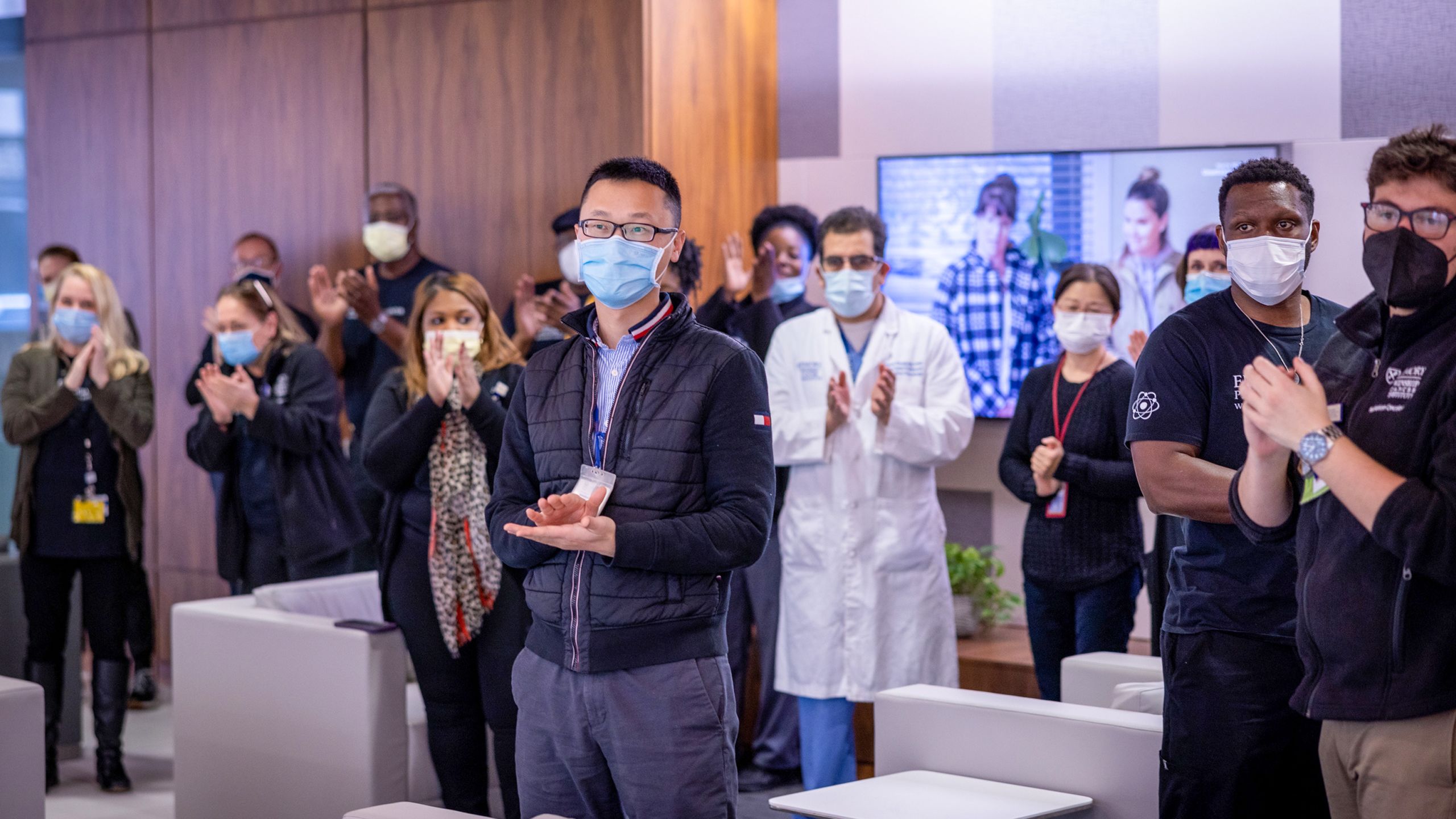 Smith's care team at Winship and the Emory Proton Therapy Center staff joined her to celebrate the milestone.