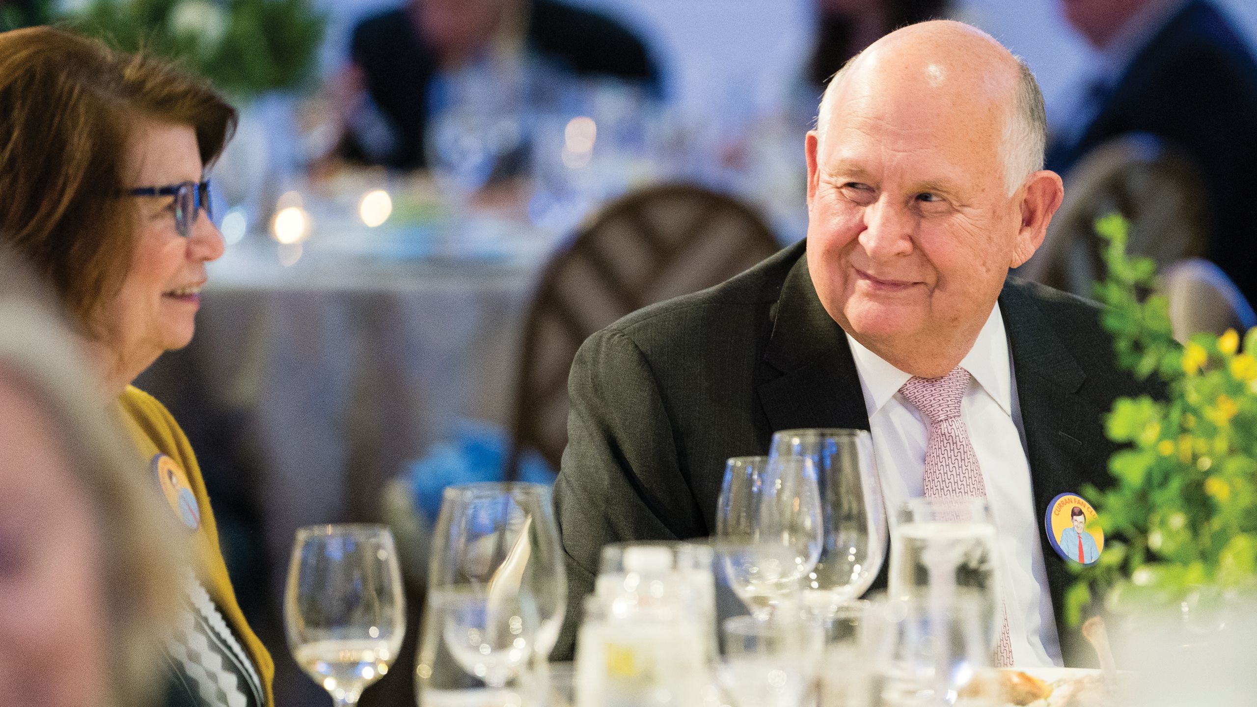A woman and a man at a table
