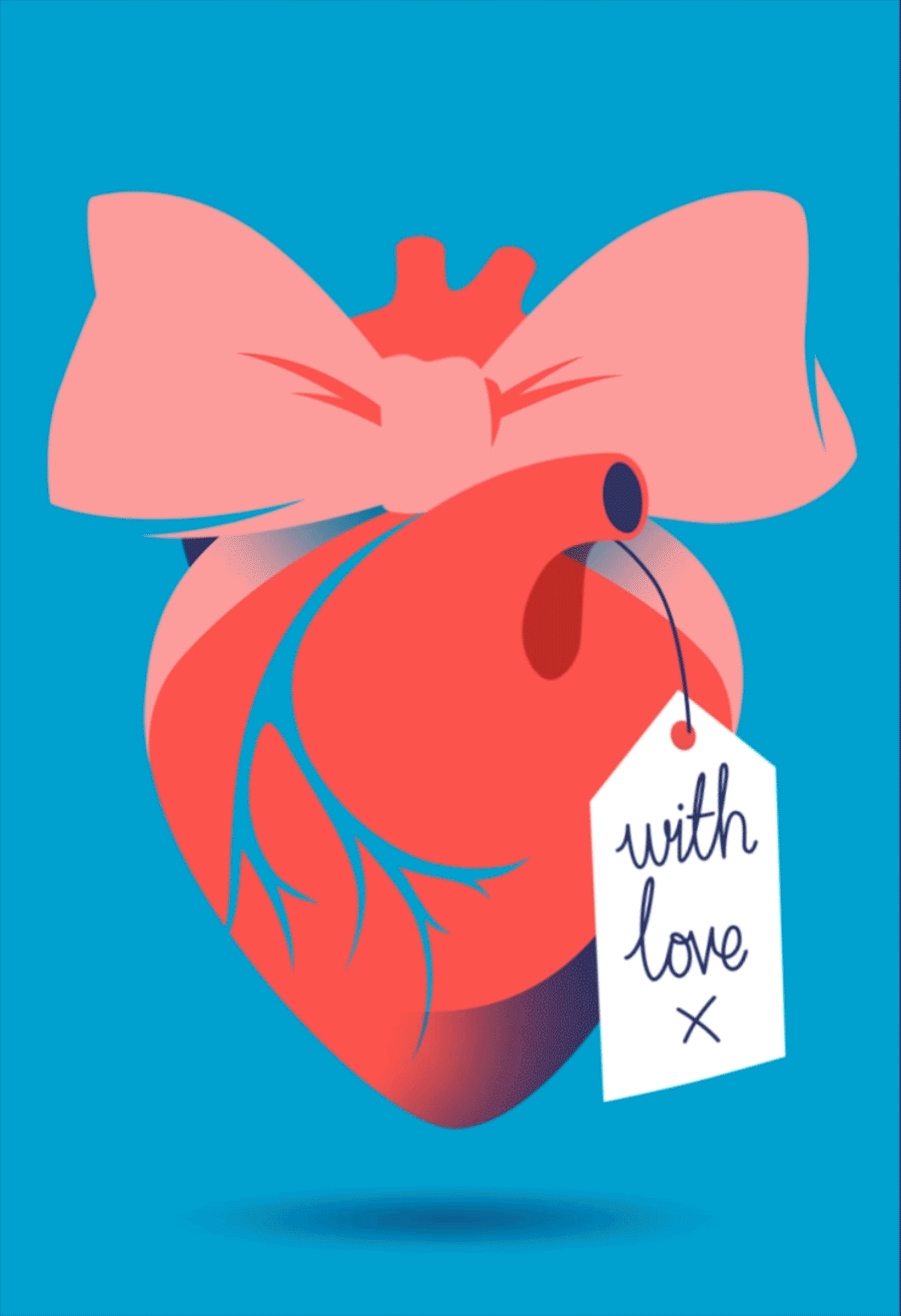 Illustration of the heart as a gift