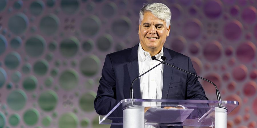 Emory University President Gregory L. Fenves speaks at the 2022 Carter Town Hall.