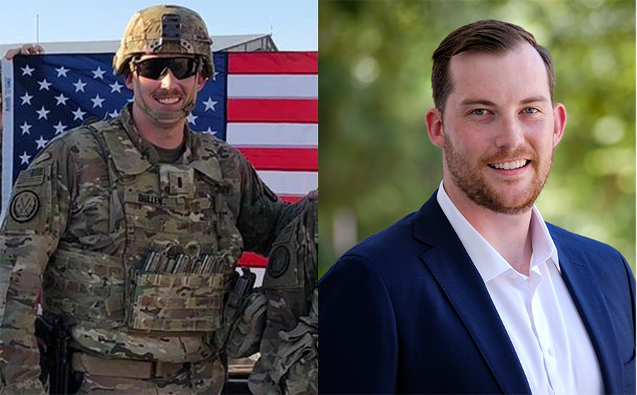 Two portraits of Chase Bullen; one in military uniform and one at Emory