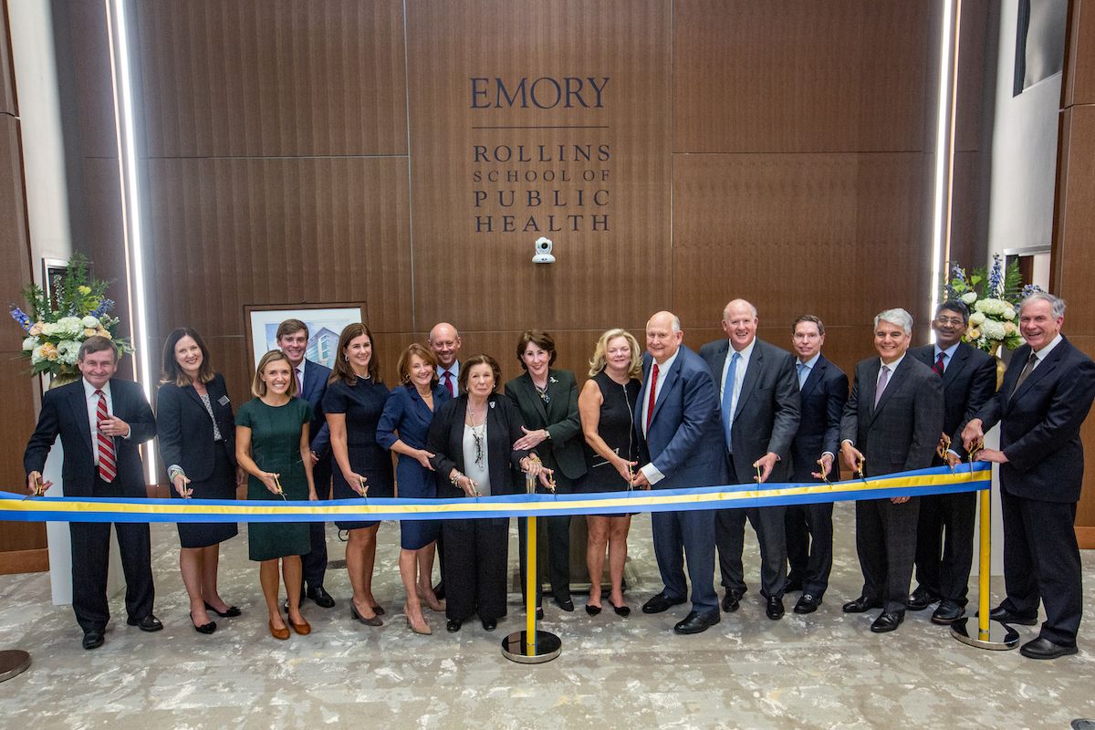 A ribbon cutting in the R. Randall Rollins Building