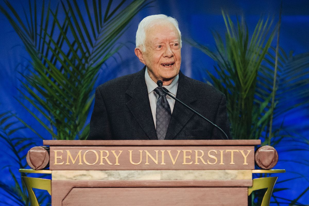 President Carter at an Emory podium