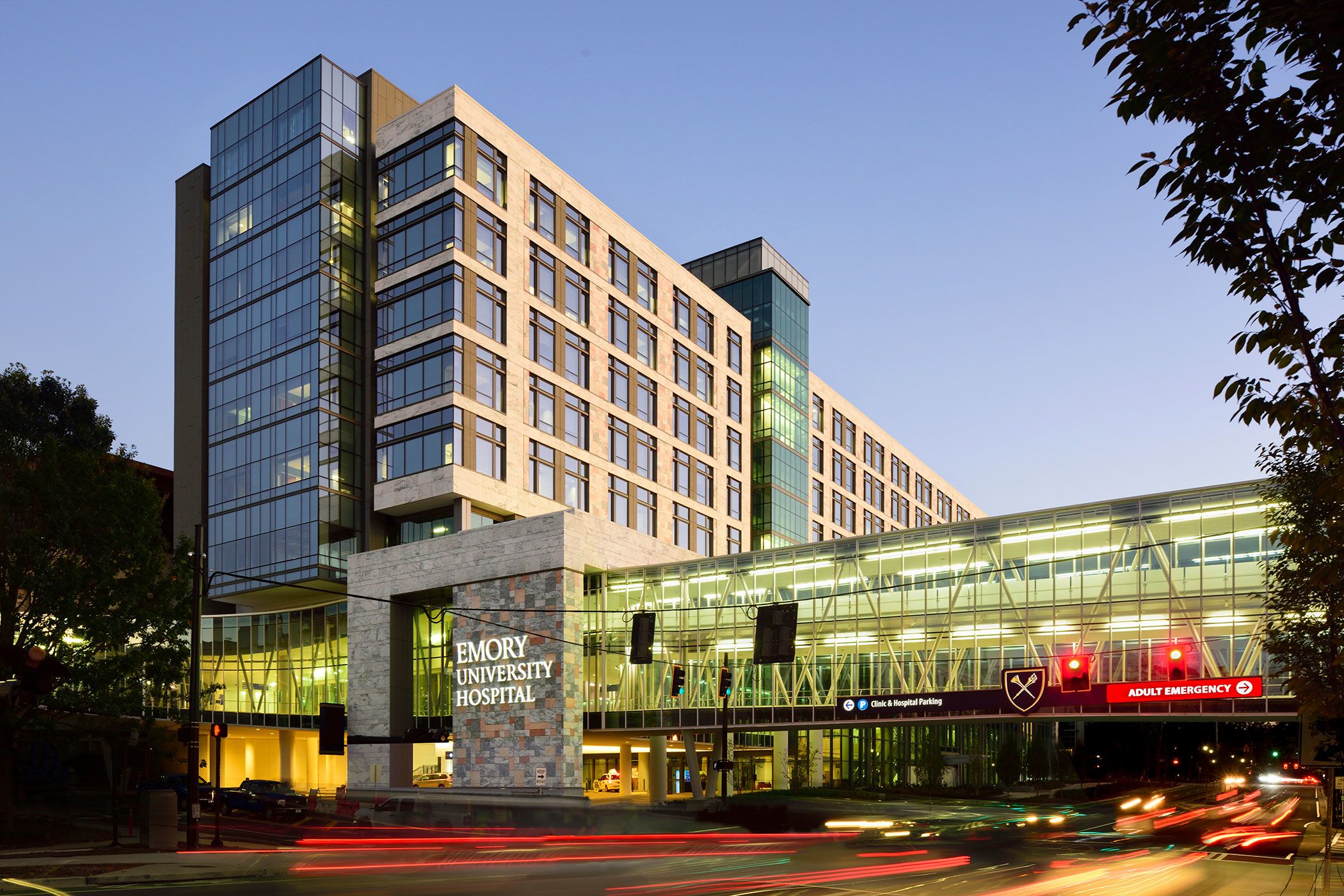 Emory University Hospital at night