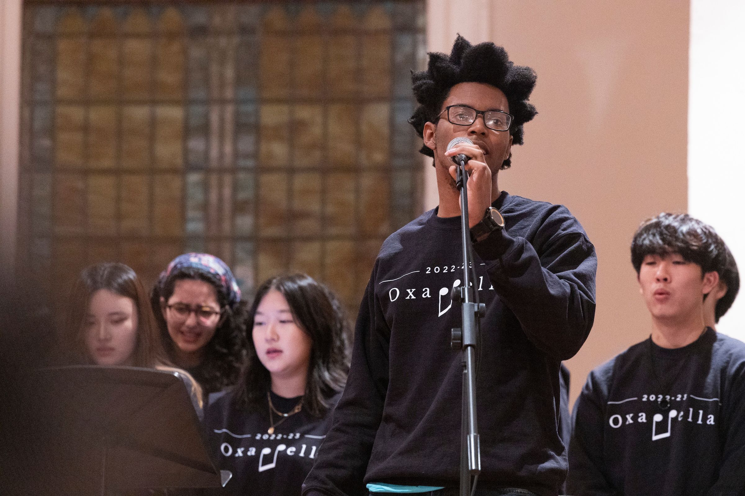 Students from  Oxappella (Oxford's a cappella group) performed at the King Week celebration. 