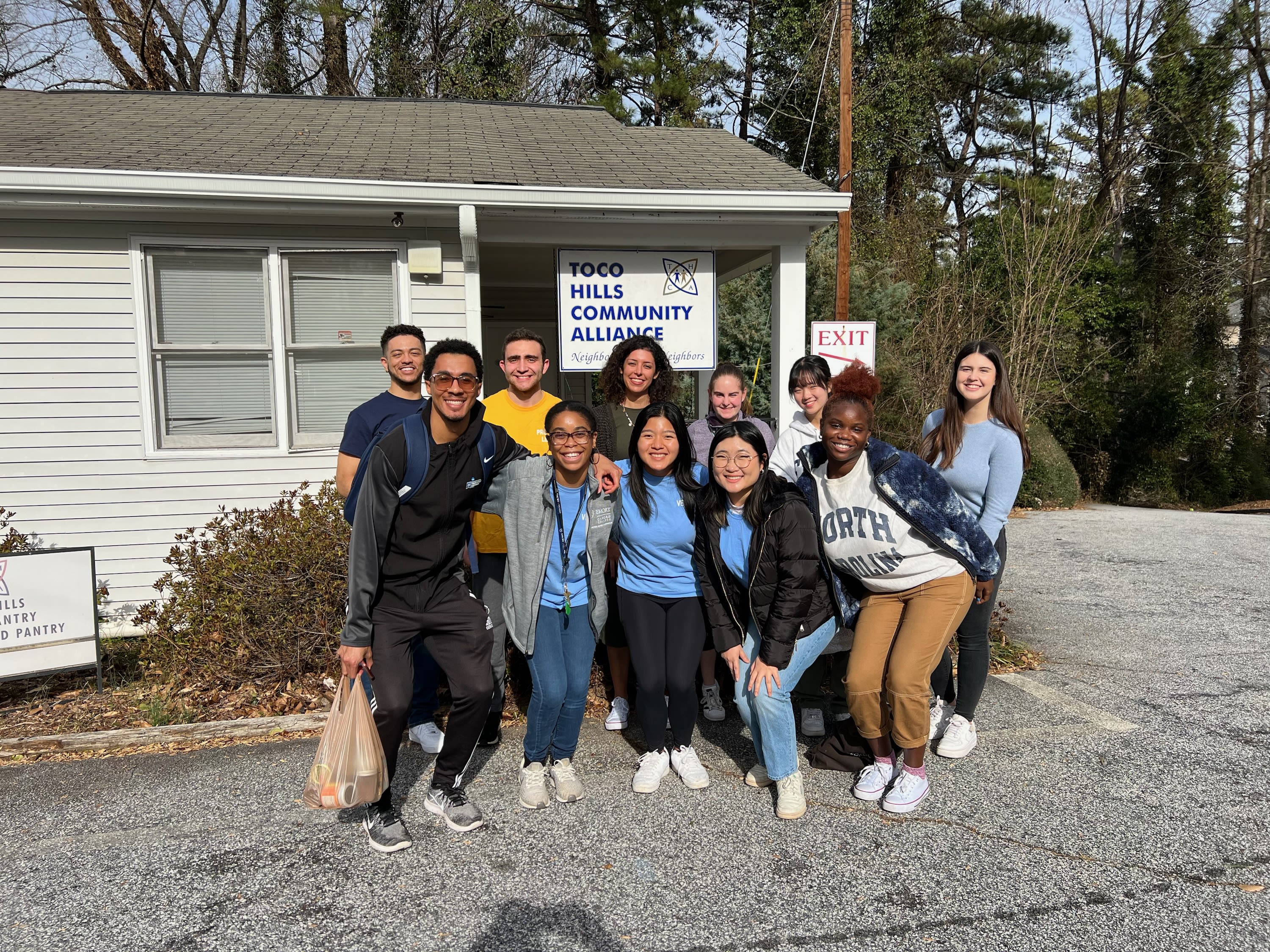 Here, a group of Emory University students helped sort donations at the Toco Hills Community Alliance food pantry.