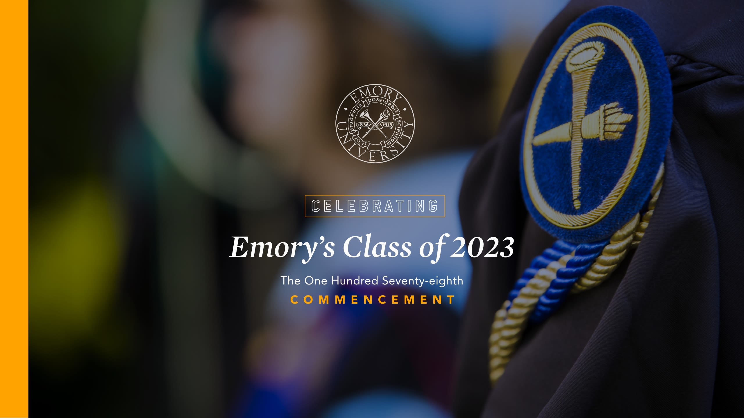 A close up of the podium at Emory's Commencement