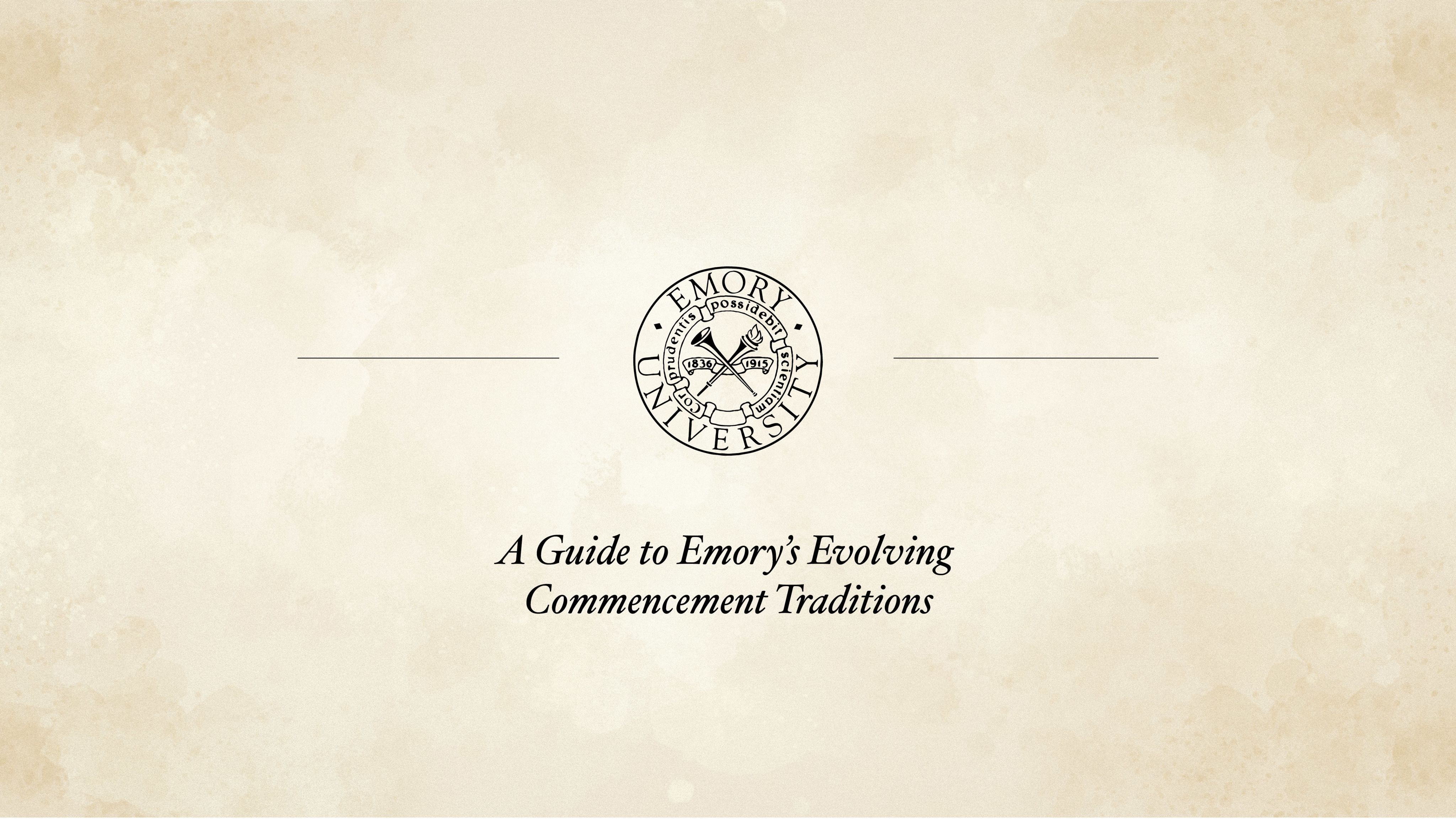 Title screen with the feel of old parchment; the Emory seal is at the center.
