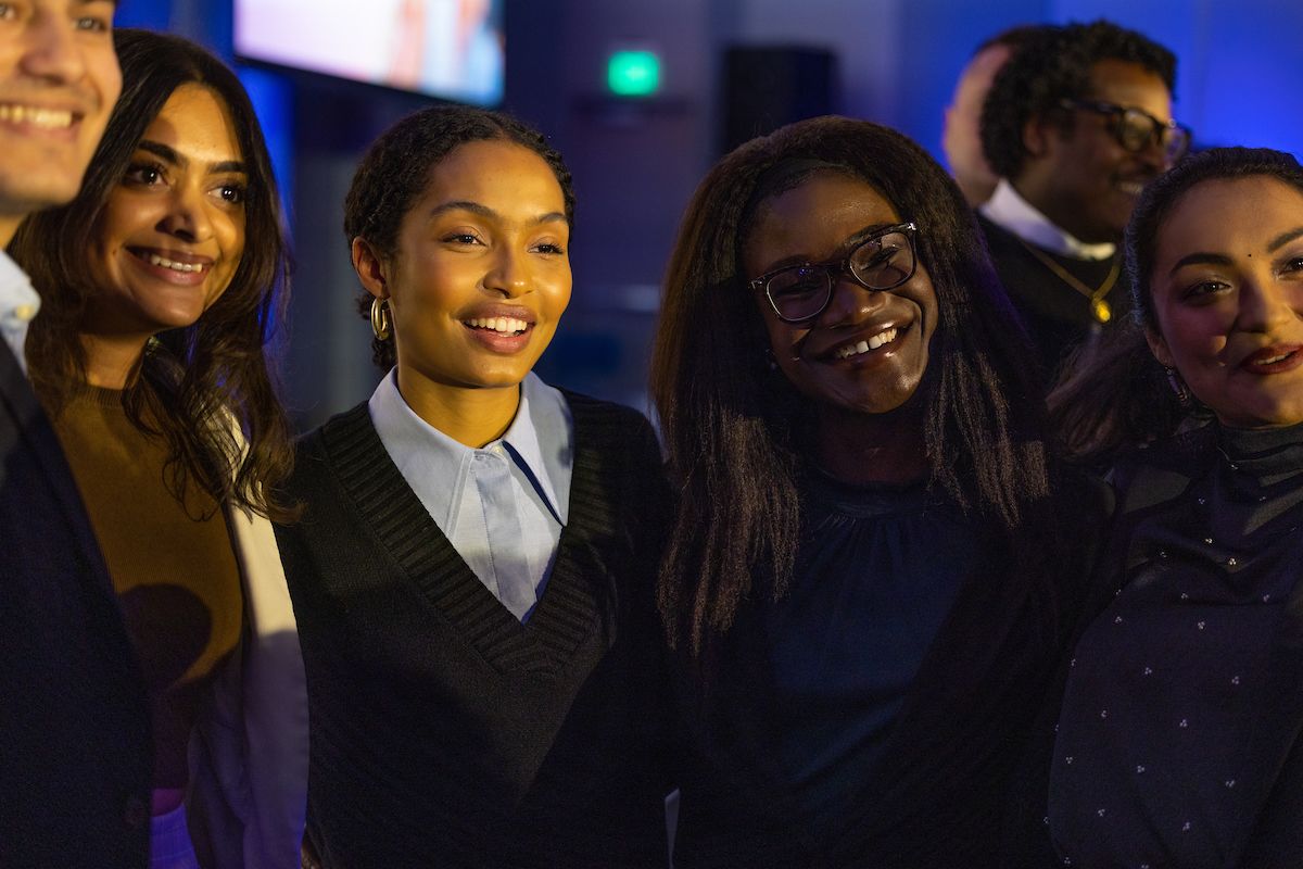 Yara Shahidi poses with Emory students at the 42nd Carter Town Hall.
