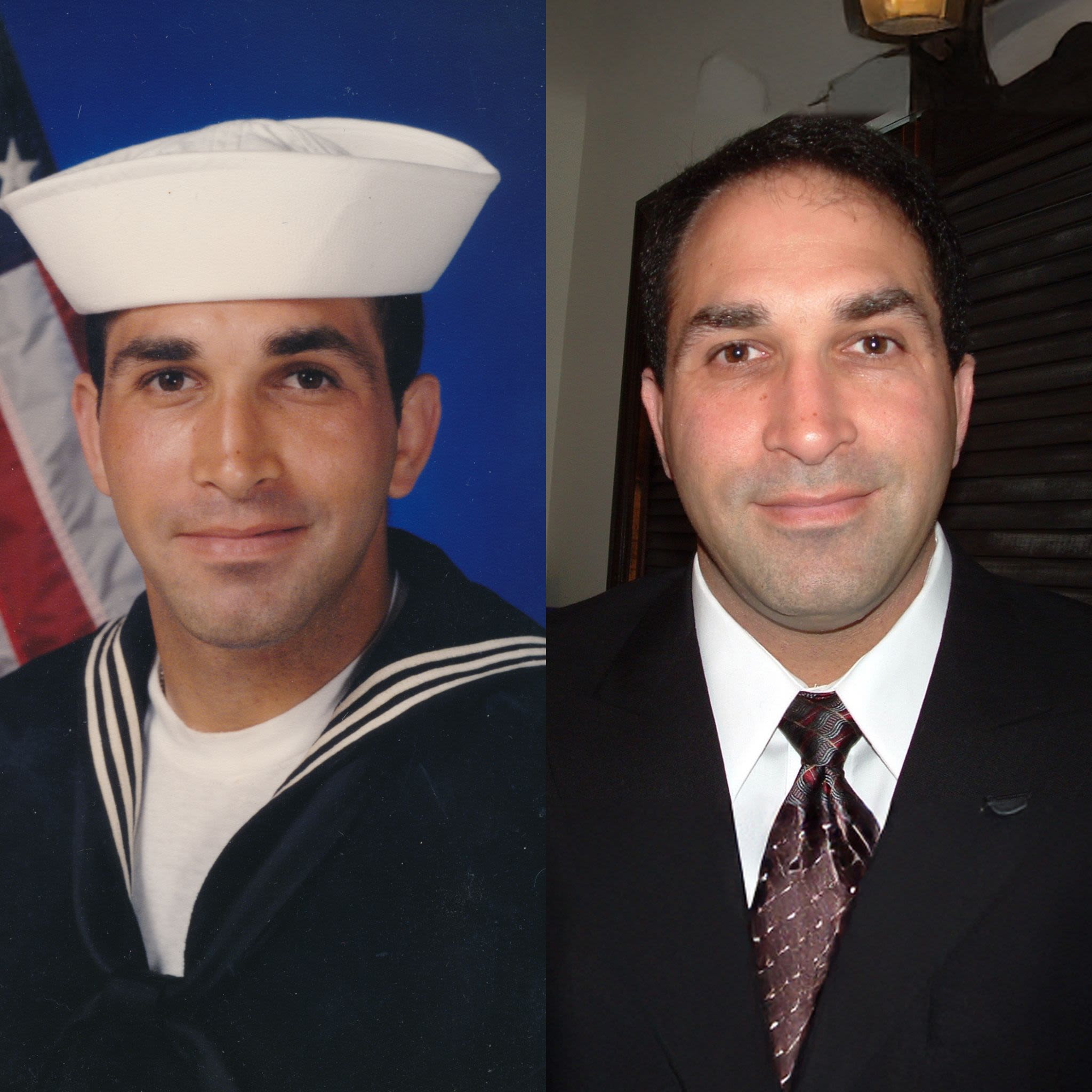 Two portraits of Michael Deryck; one in military uniform and one at Emory