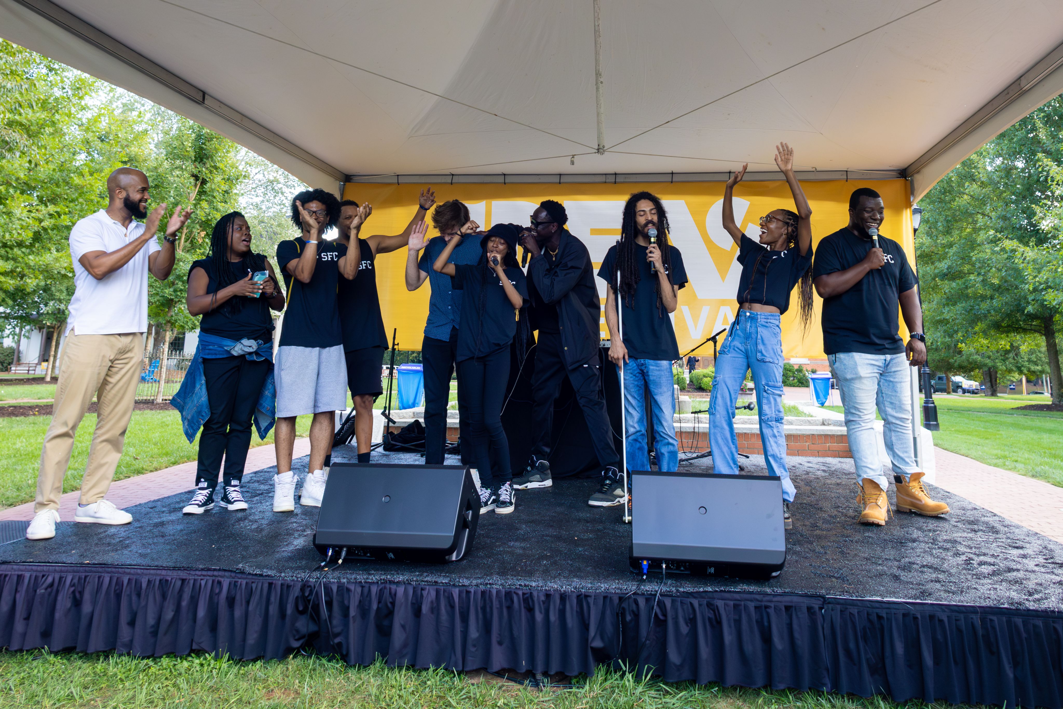 musical group performing on stage