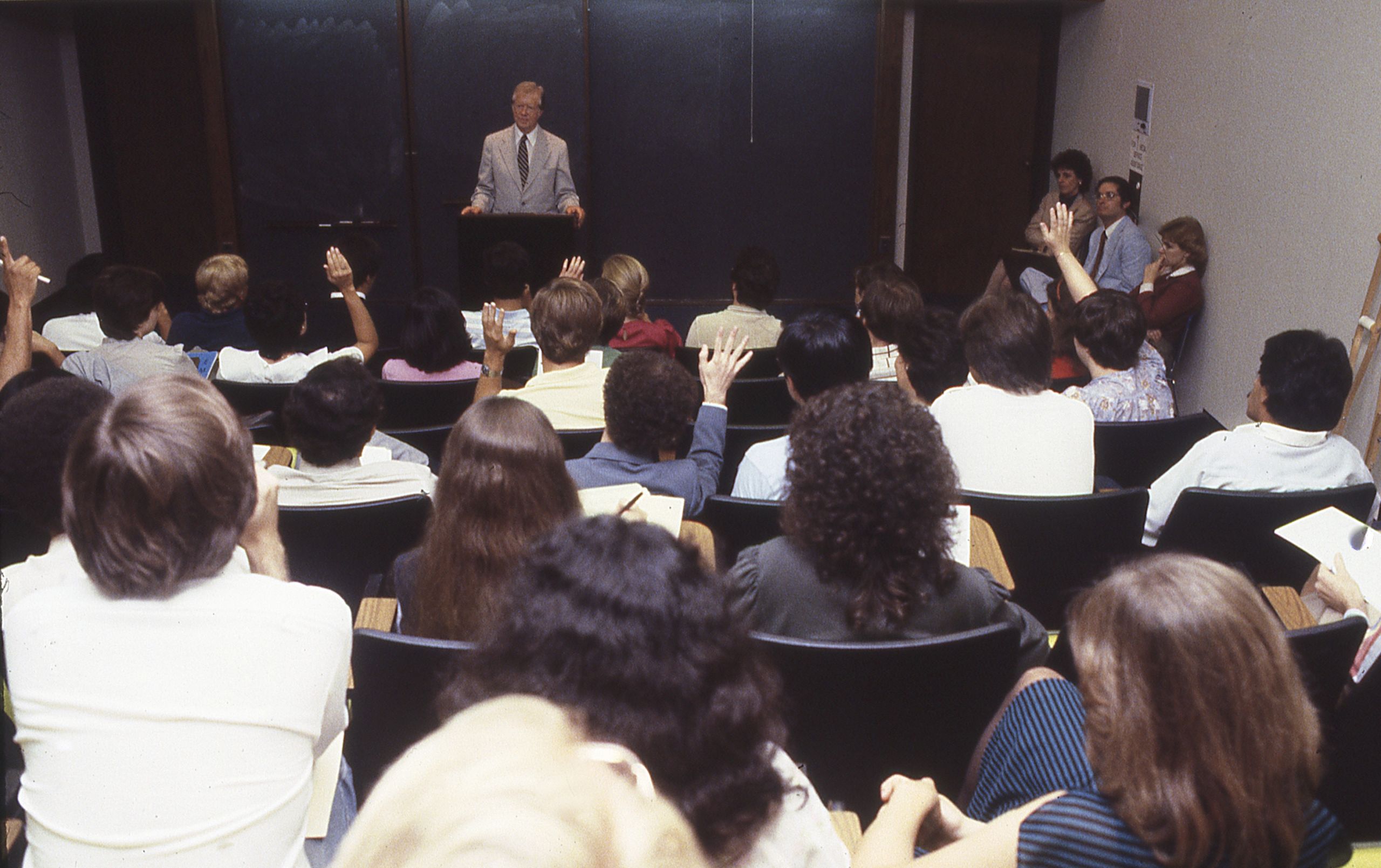 President Carter addressing an Emory audience early in his association with the university