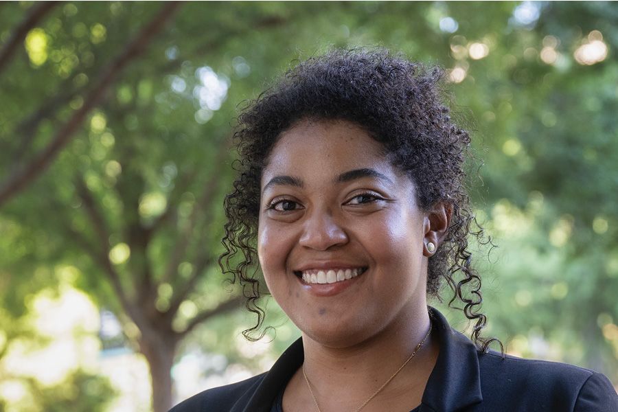 Head shot of woman smiling