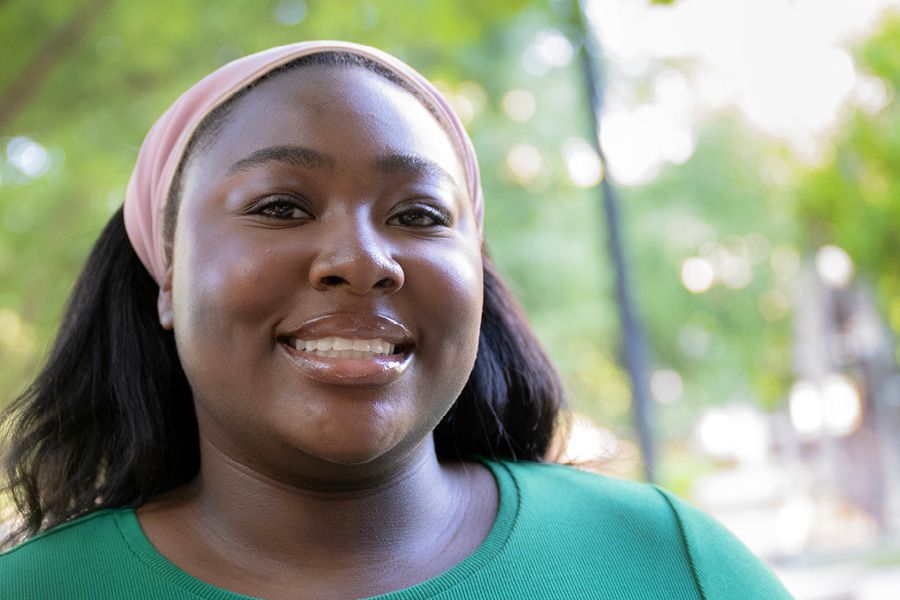Head shot of woman smiling
