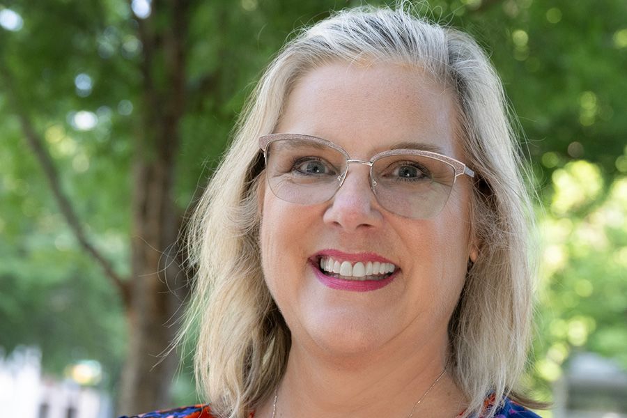 Head shot of woman smiling