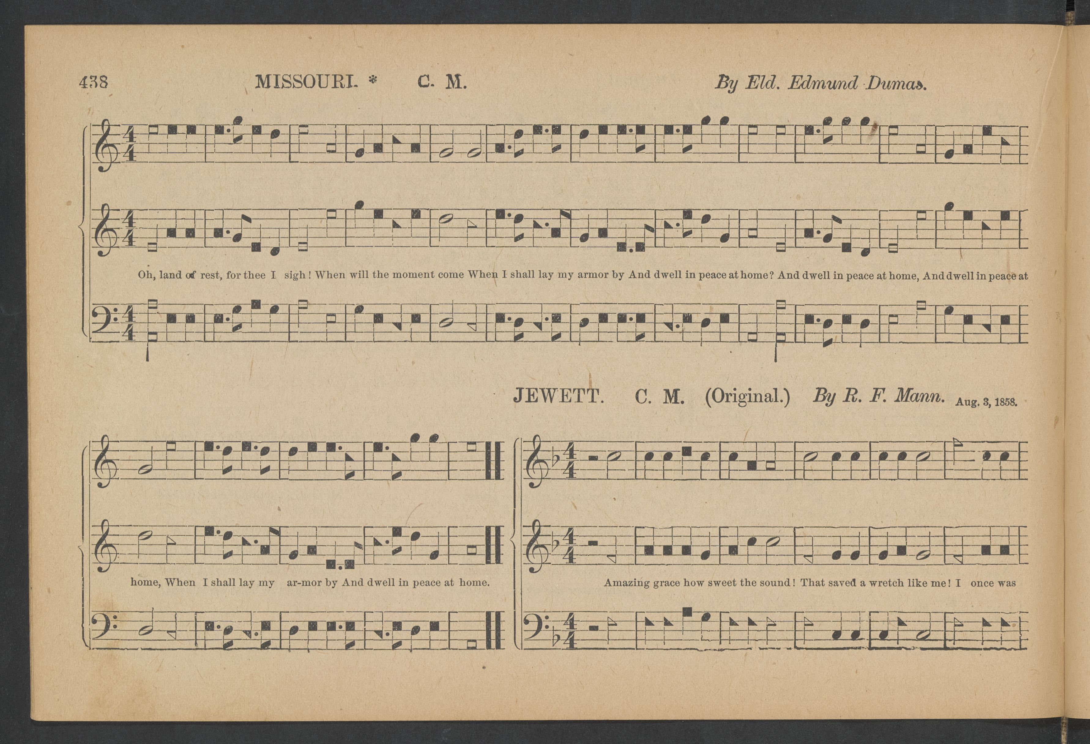 “Amazing Grace” continued to be set to different tunes throughout the 19th century, including in “Jewett,” which appeared in “The Sacred Harp” in 1870.