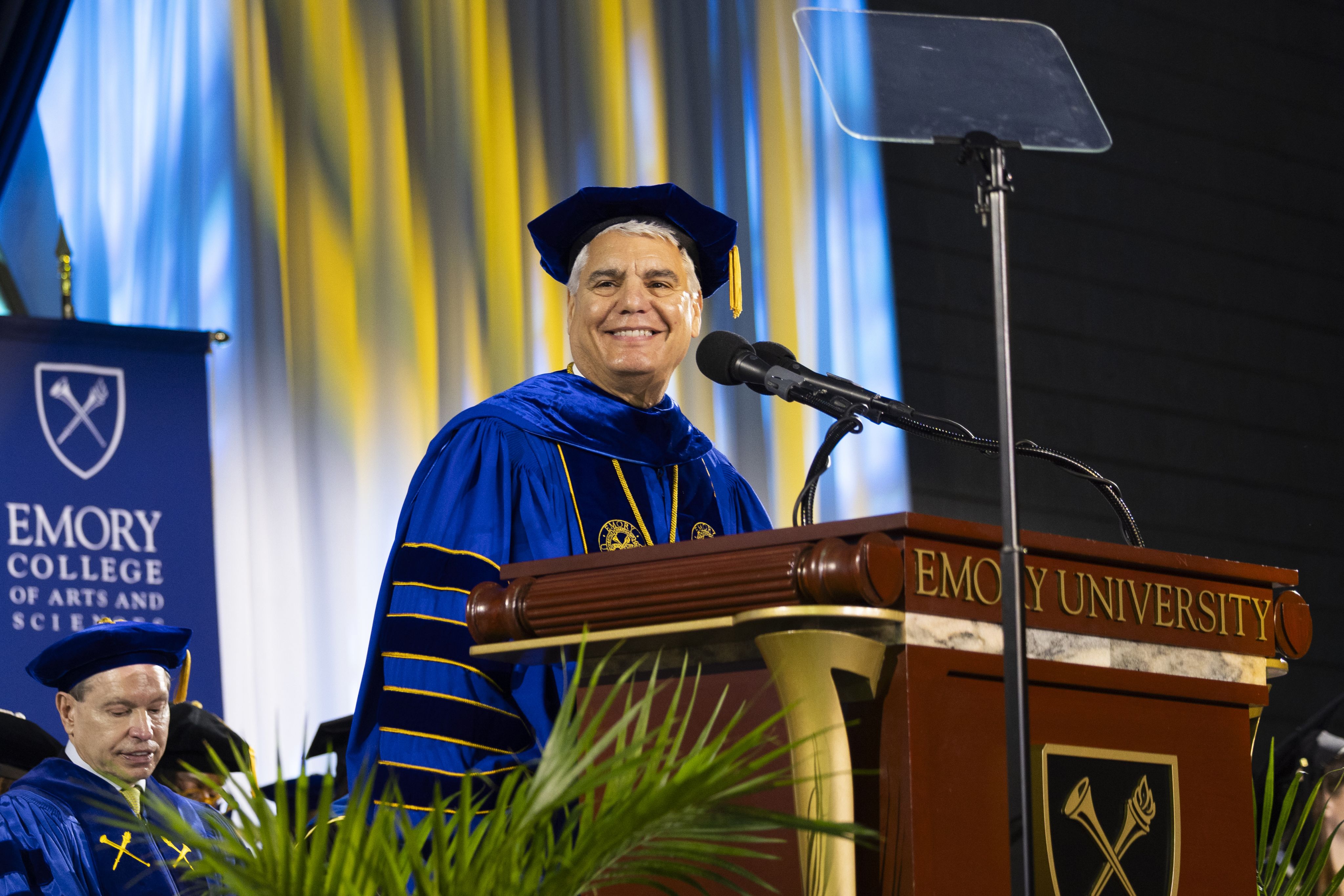 President Fenves speaks from the Emory podium