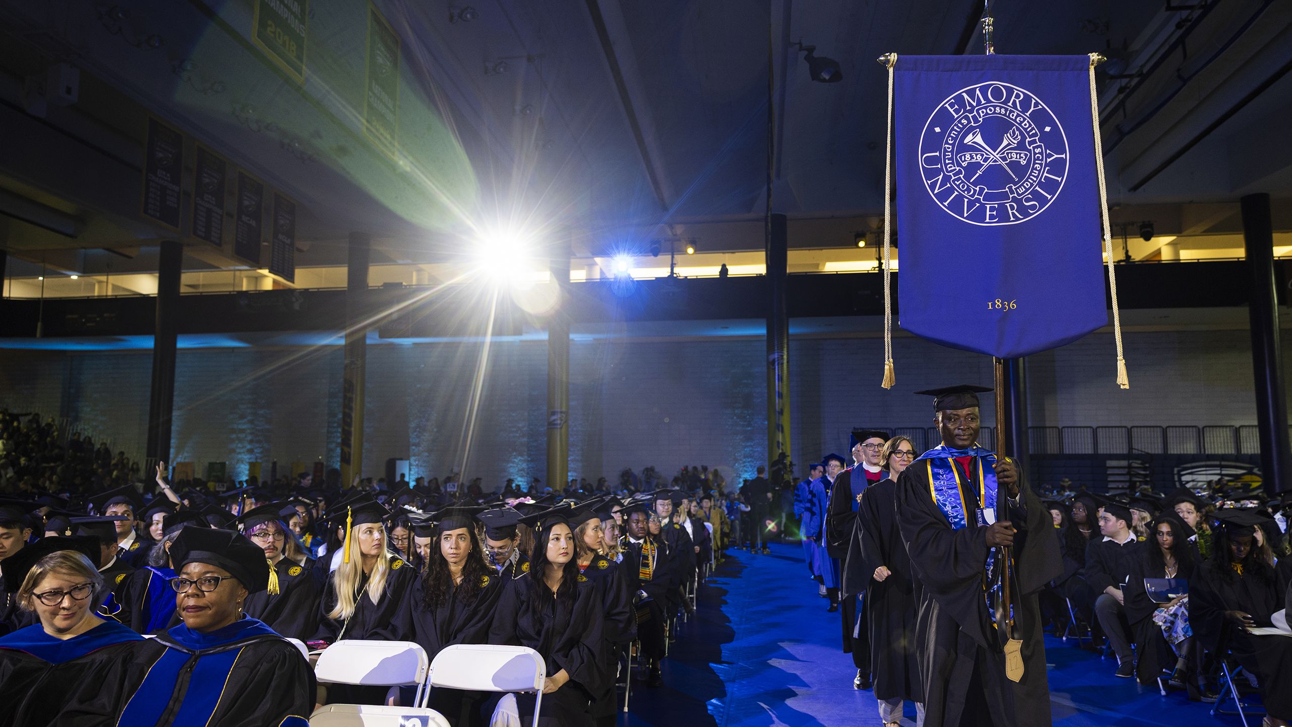 The Emory University banner in the procession