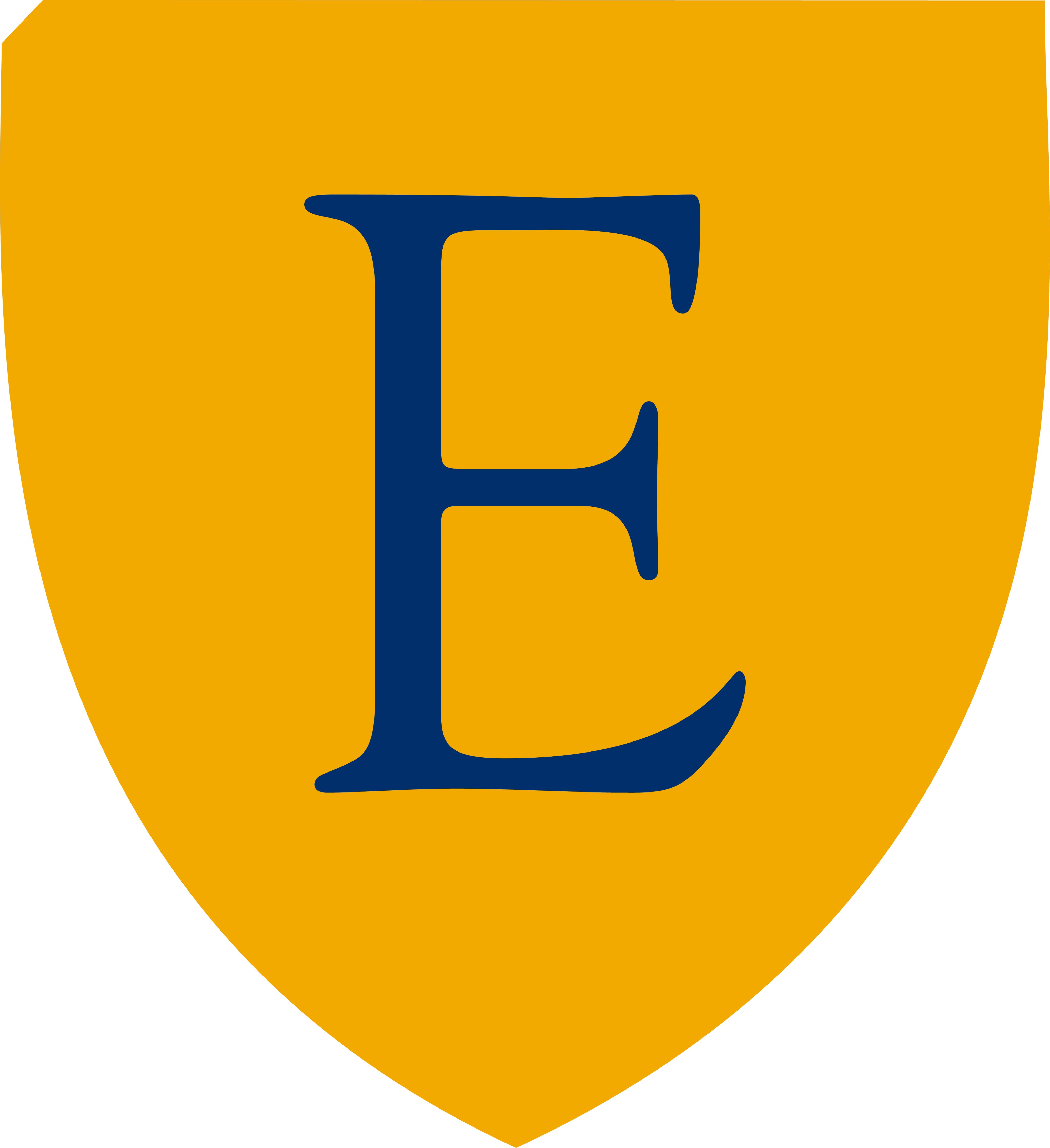 The Emory "E" in a Yellow Shield