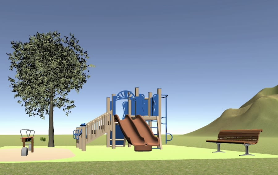 A playground scene in Tiny Town.