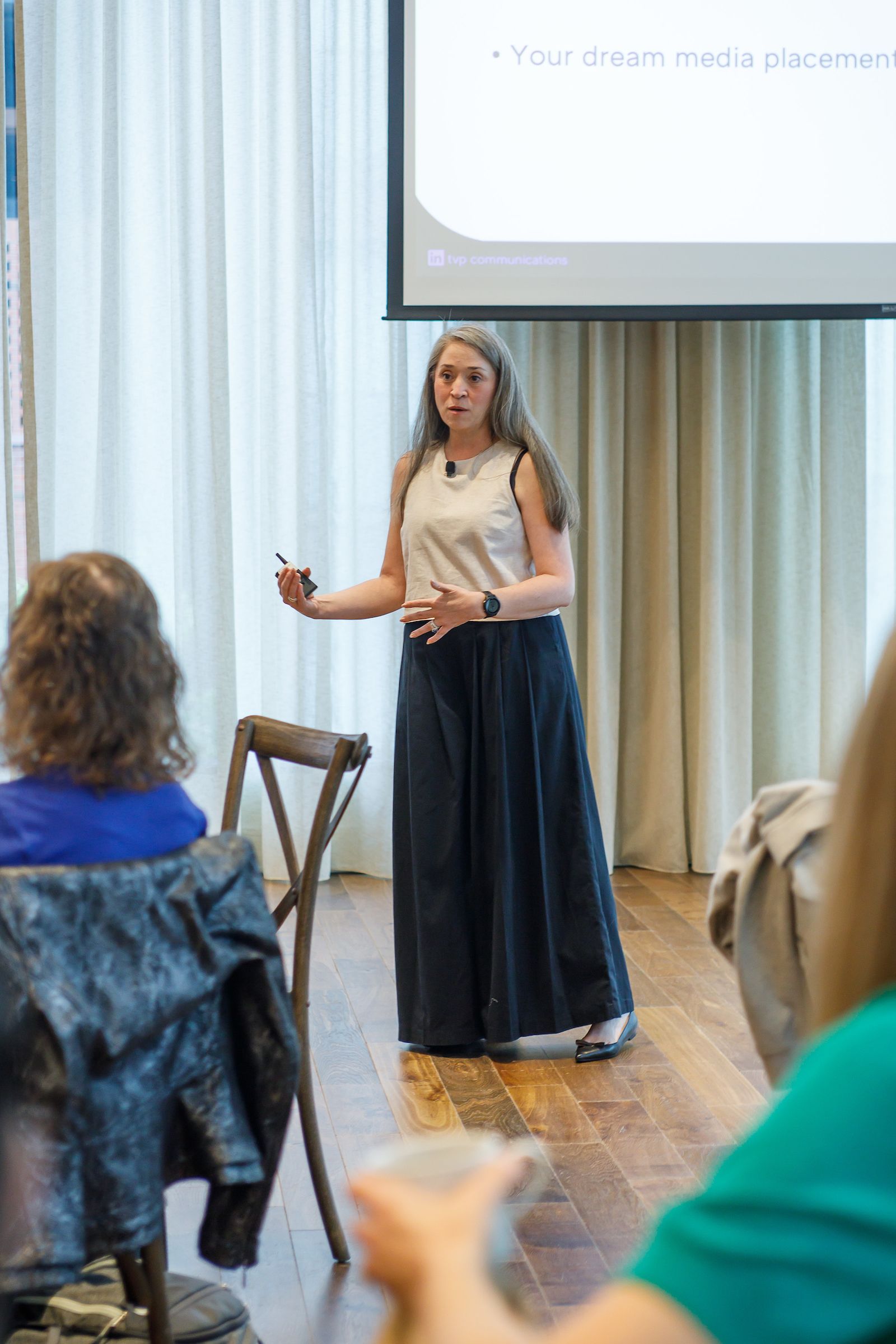 Teresa Valerio Parrot speaking to audience