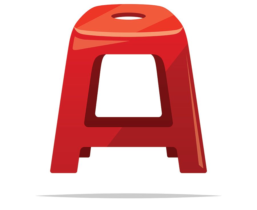 Illustration of red step stool. 