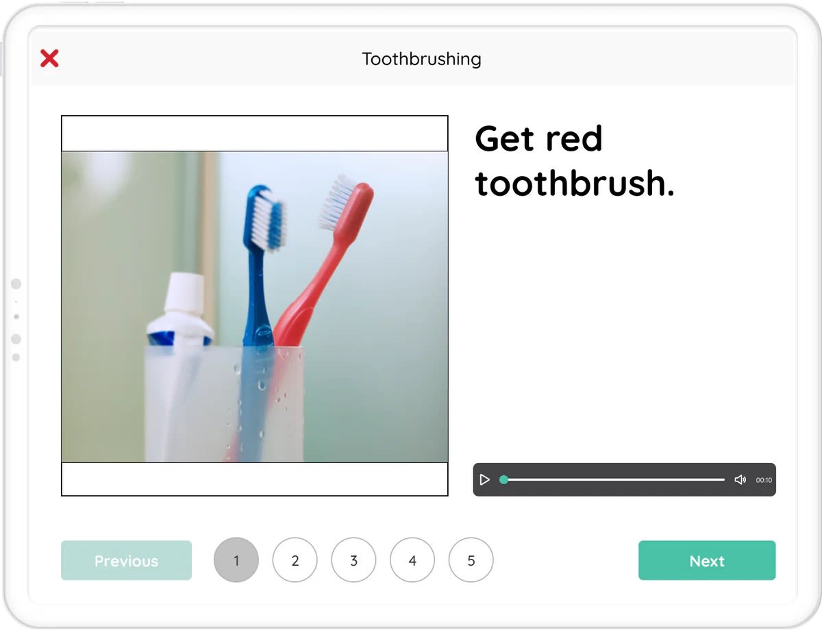 illustration of reminder screen in app containing instructions for daily living