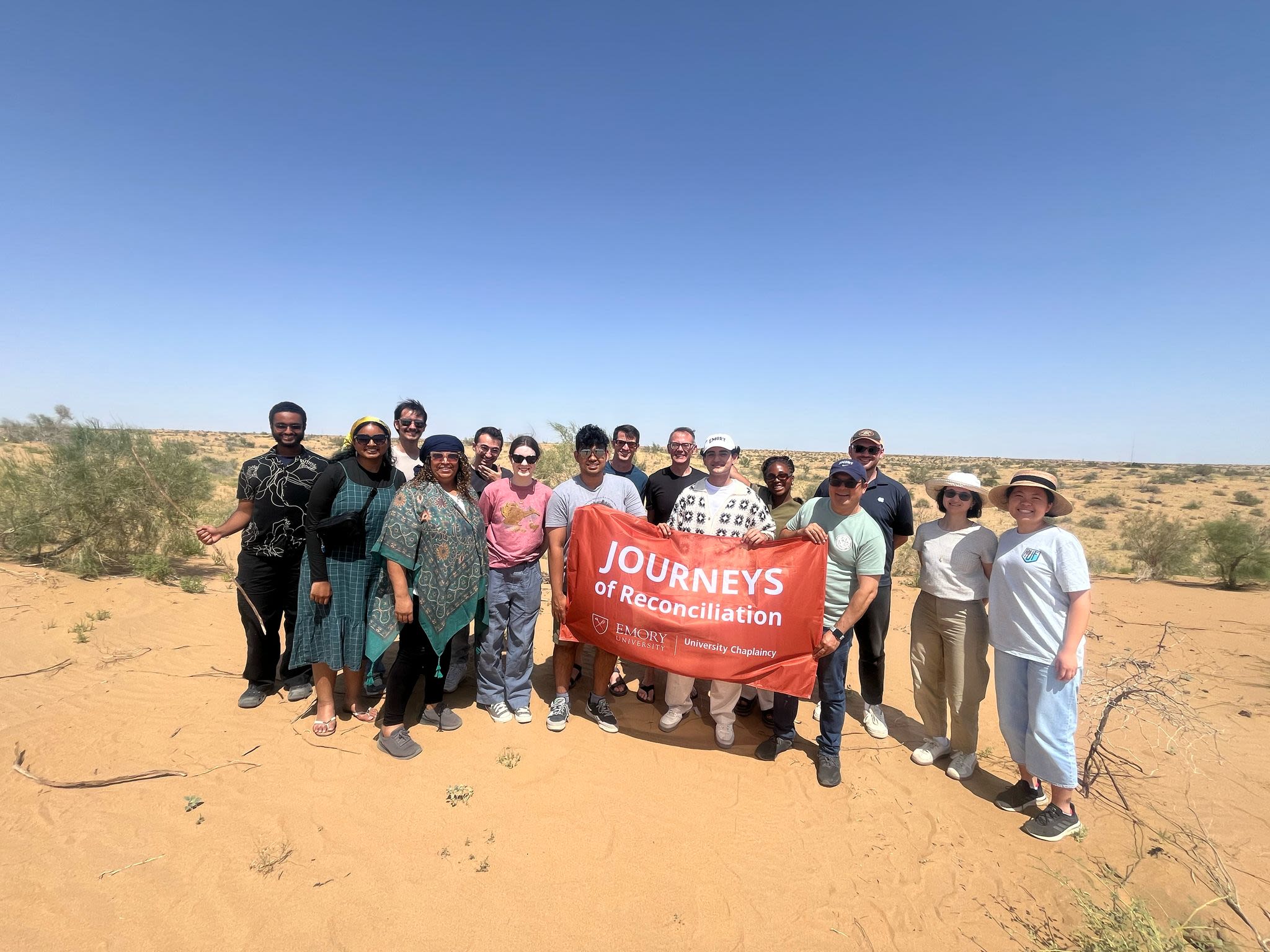 student group in desert