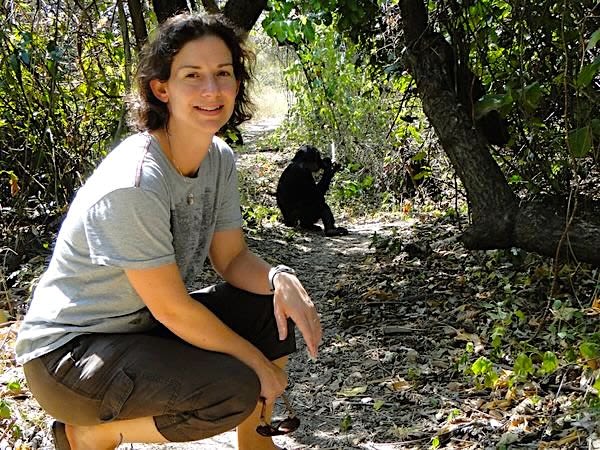 Elizabeth Londorf with a chimpanzee