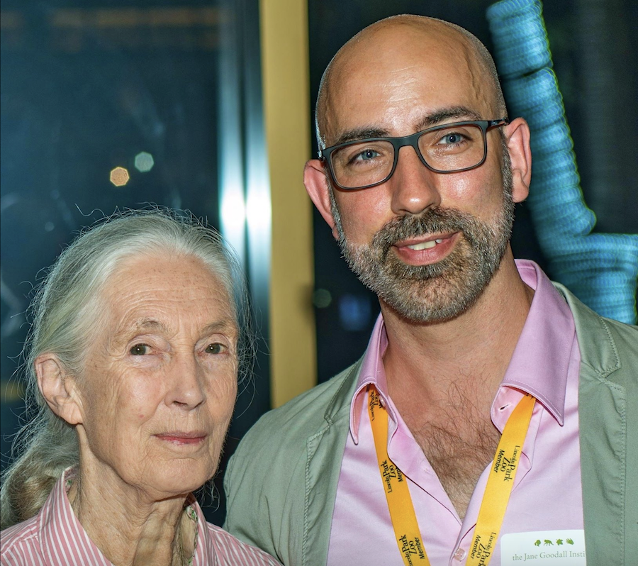 Jane Goodall and Thomas Gillespie in Chicago in 2016.