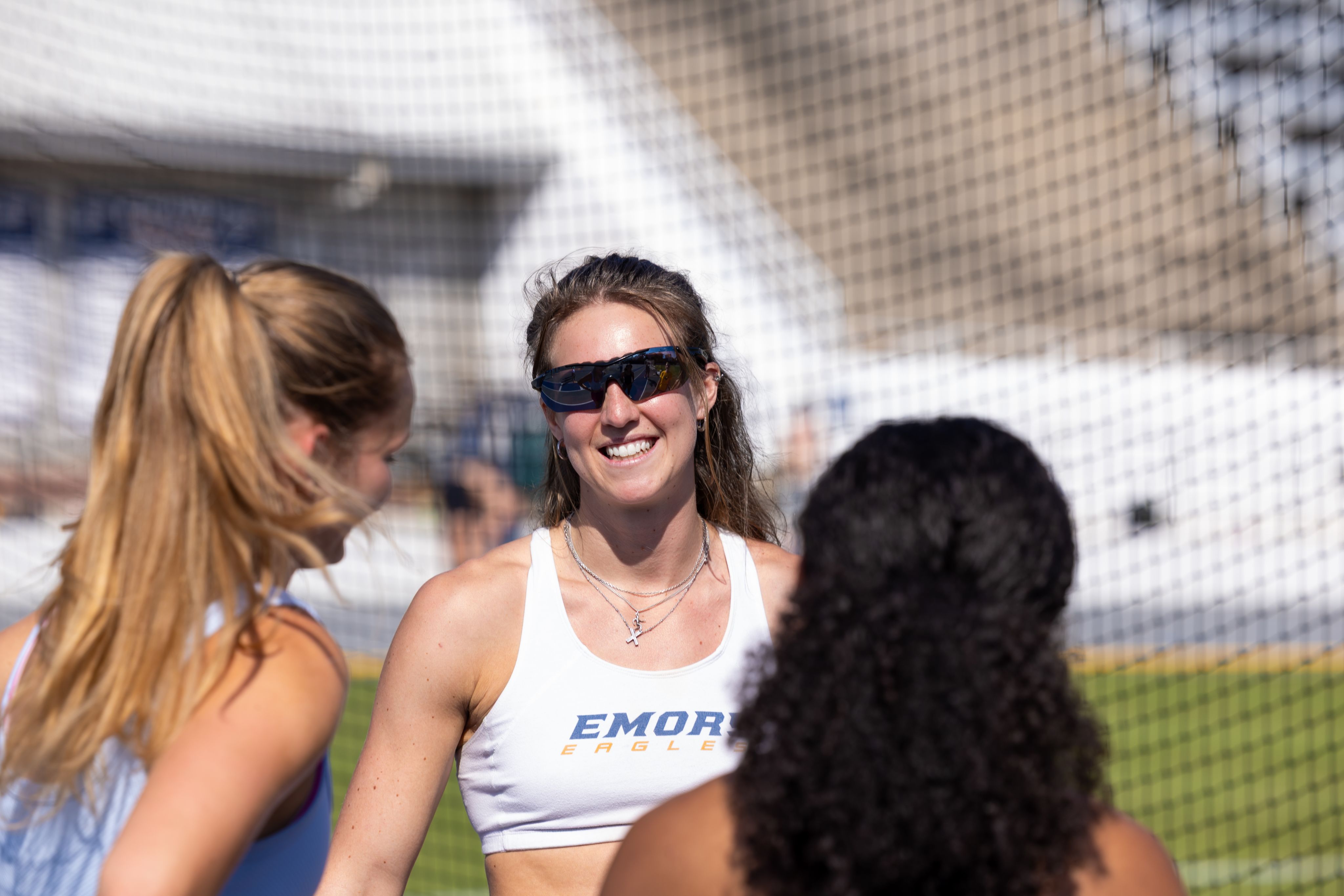 Nikki Boon with friends on track