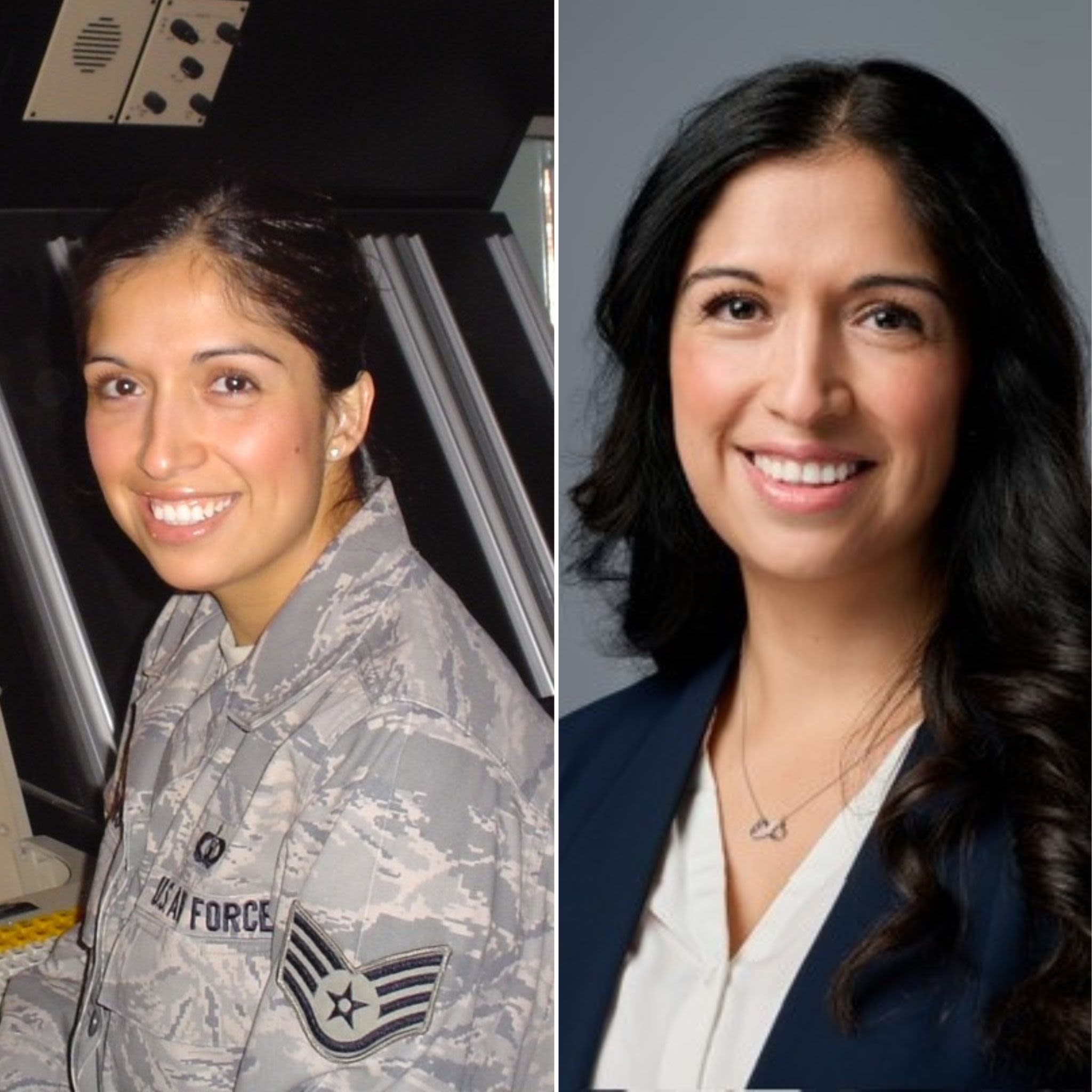 Two portraits of Yuri Innis; one in military uniform and one at Emory