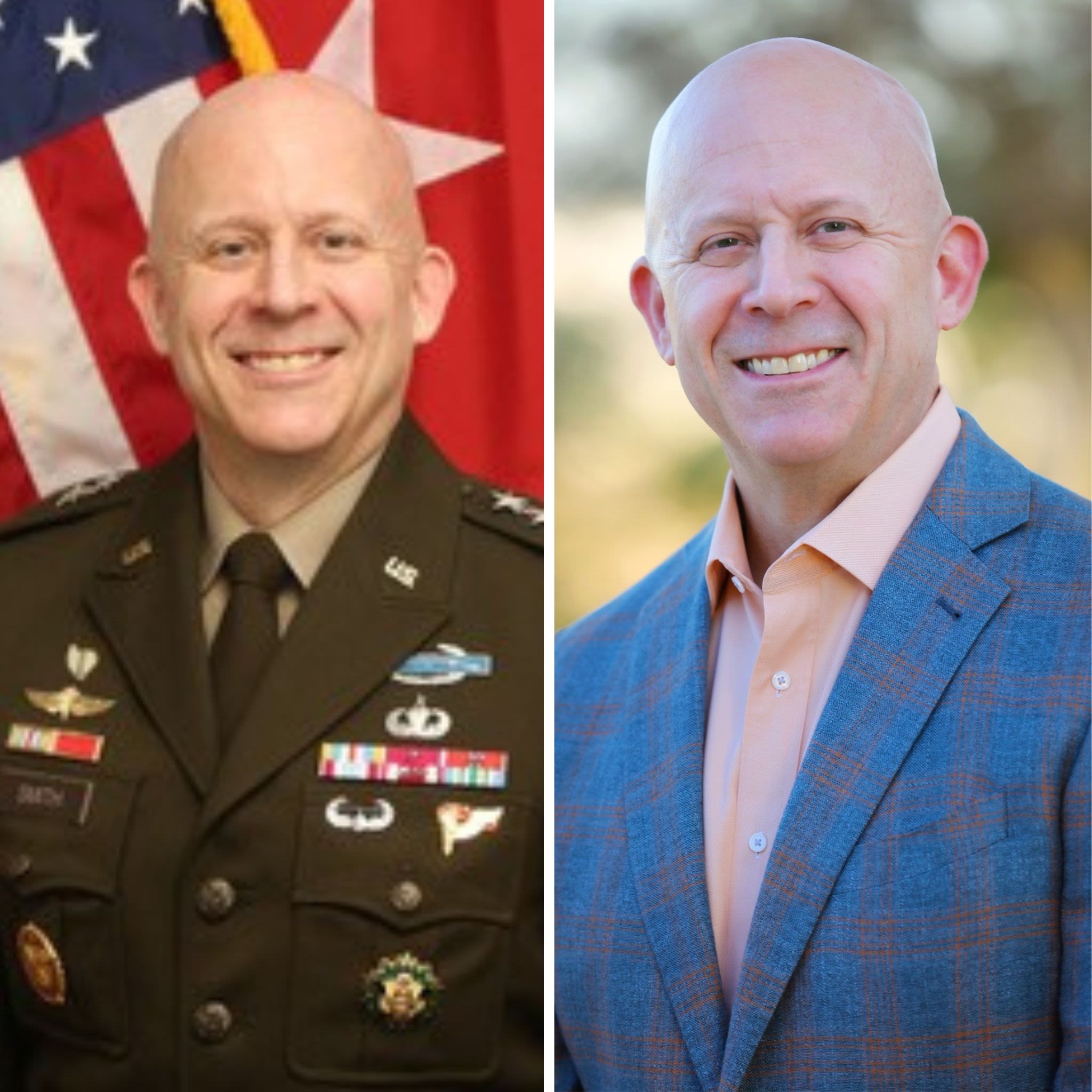 Two portraits of Matthew Smith; one in military uniform and one at Emory