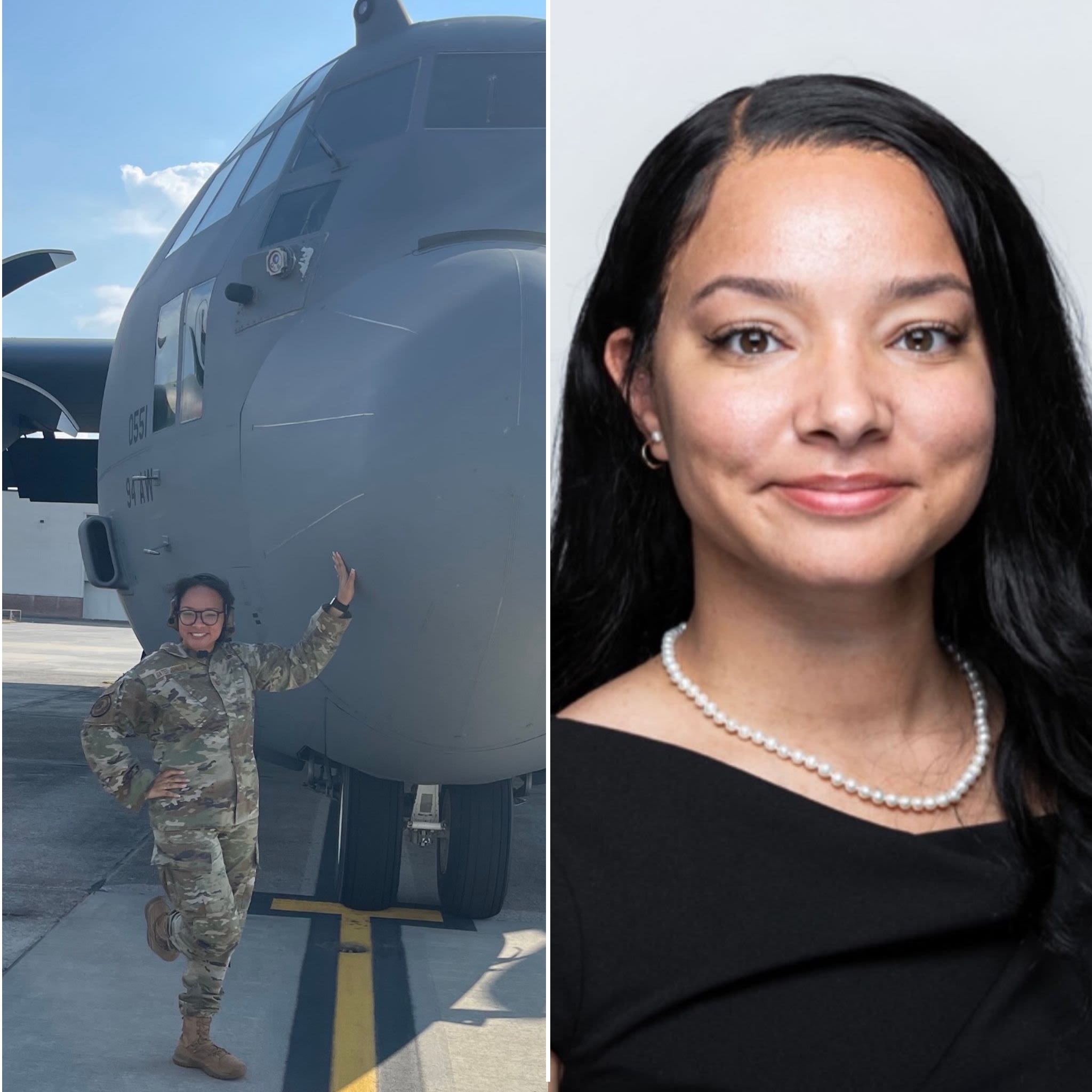 Two images of J Gates, one during her time in the service and one now