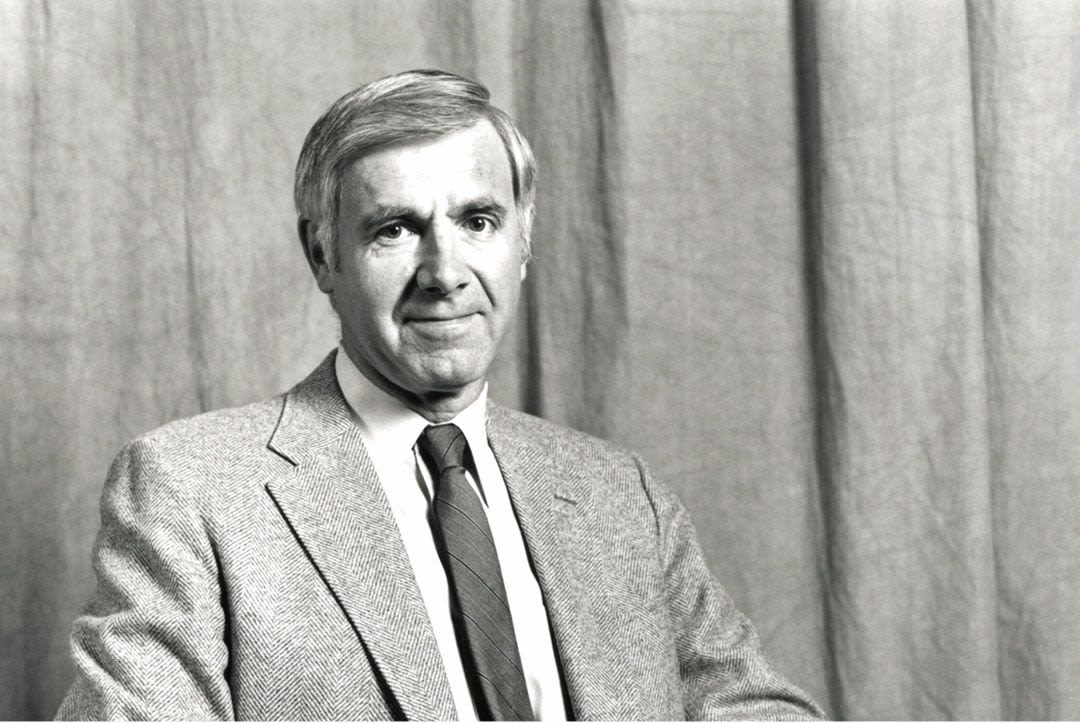 A black and white photo of a young William Foege