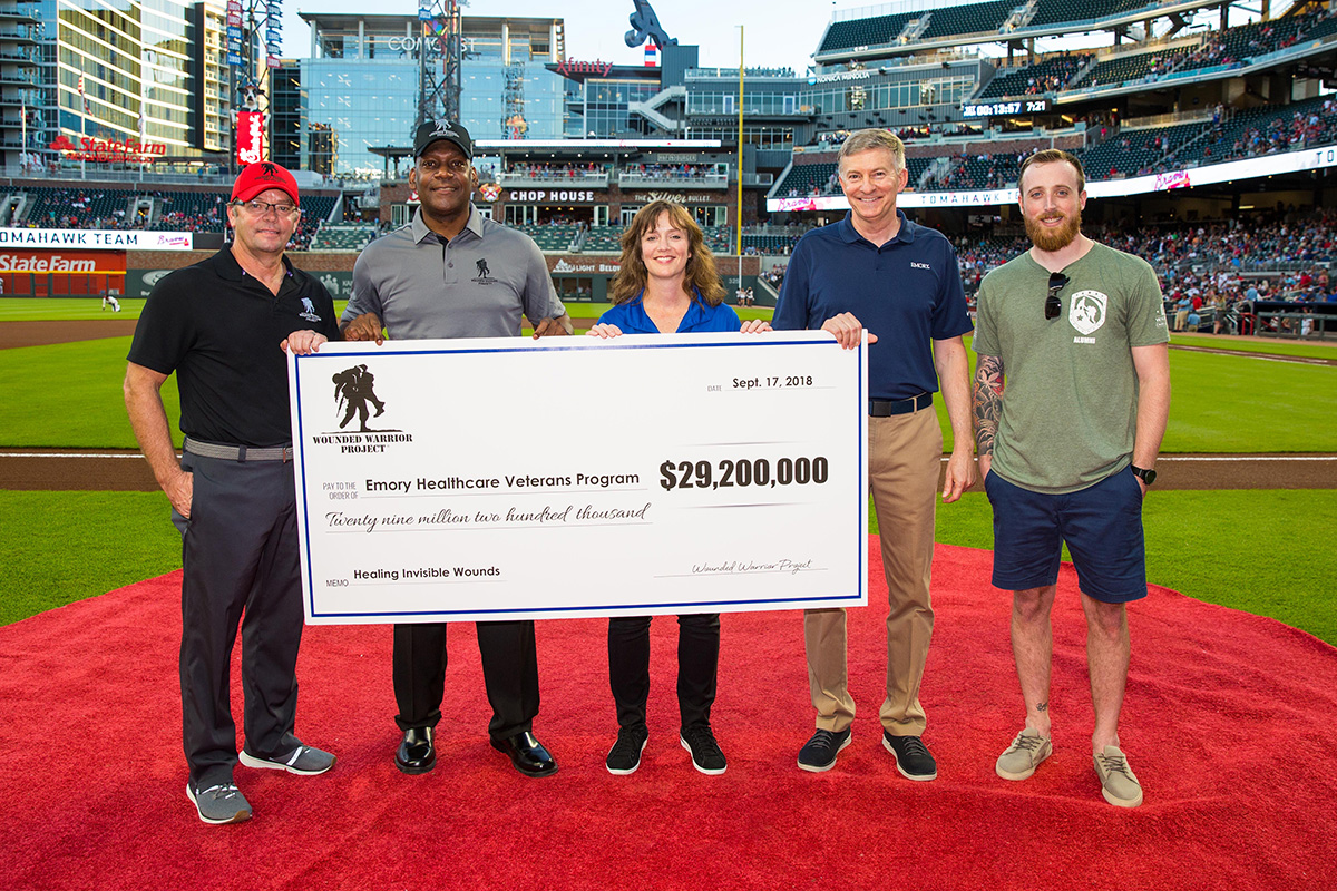 Oversize check is presented at SunTrust Park