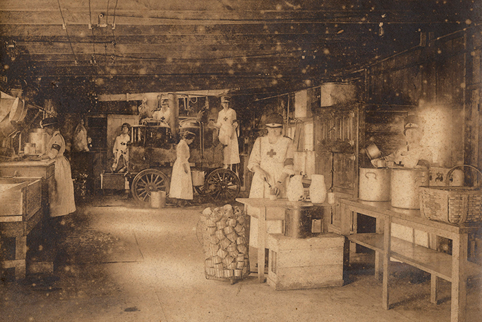 Interior scene of a Red Cross hospital (circa 1918. Image: Nell Hodgson Woodruff papers, Stuart A. Rose Manuscript, Archives, and Rare Book Library.