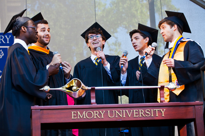 Emory's a capella group "No Strings Attached" closed the ceremony with the university's alma mater. 