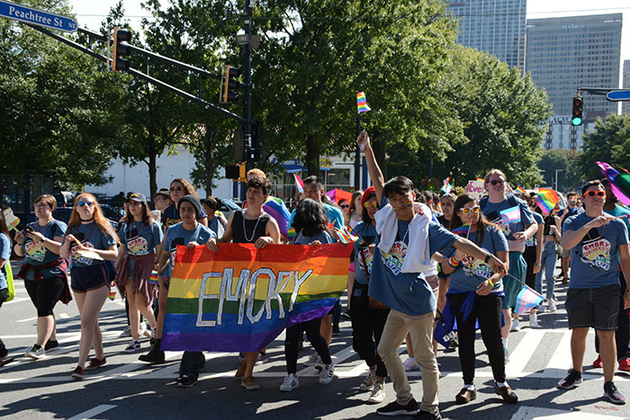 Emory students march in the pride parade