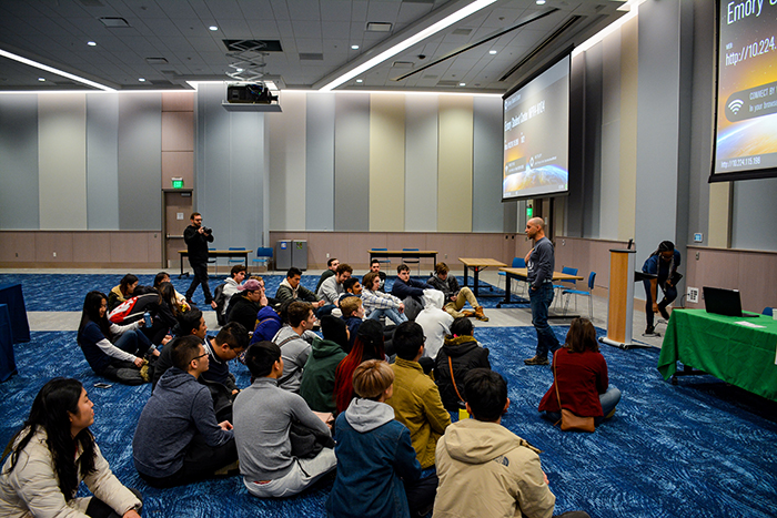 Students sit in the Emory Student Center to learn about the MLK Day of Service