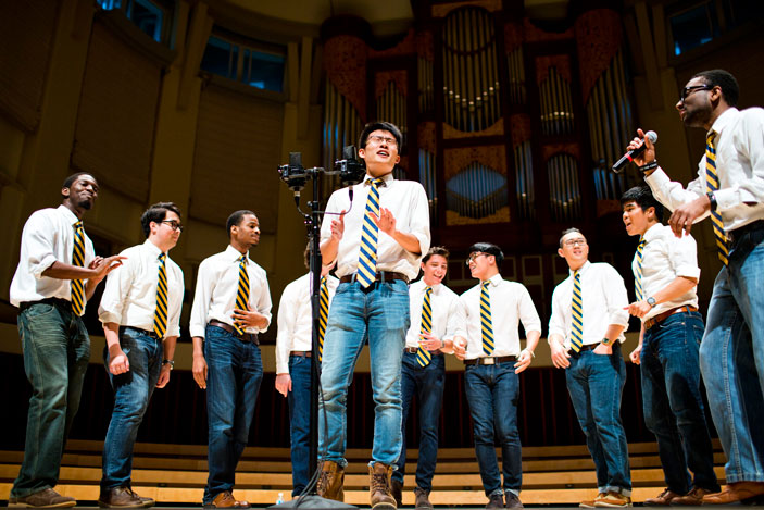 image of student a cappella group performing